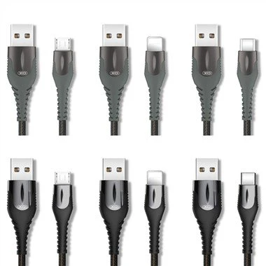 Lempa, cinko lydinio audinio pynė, duomenų USB kabelis